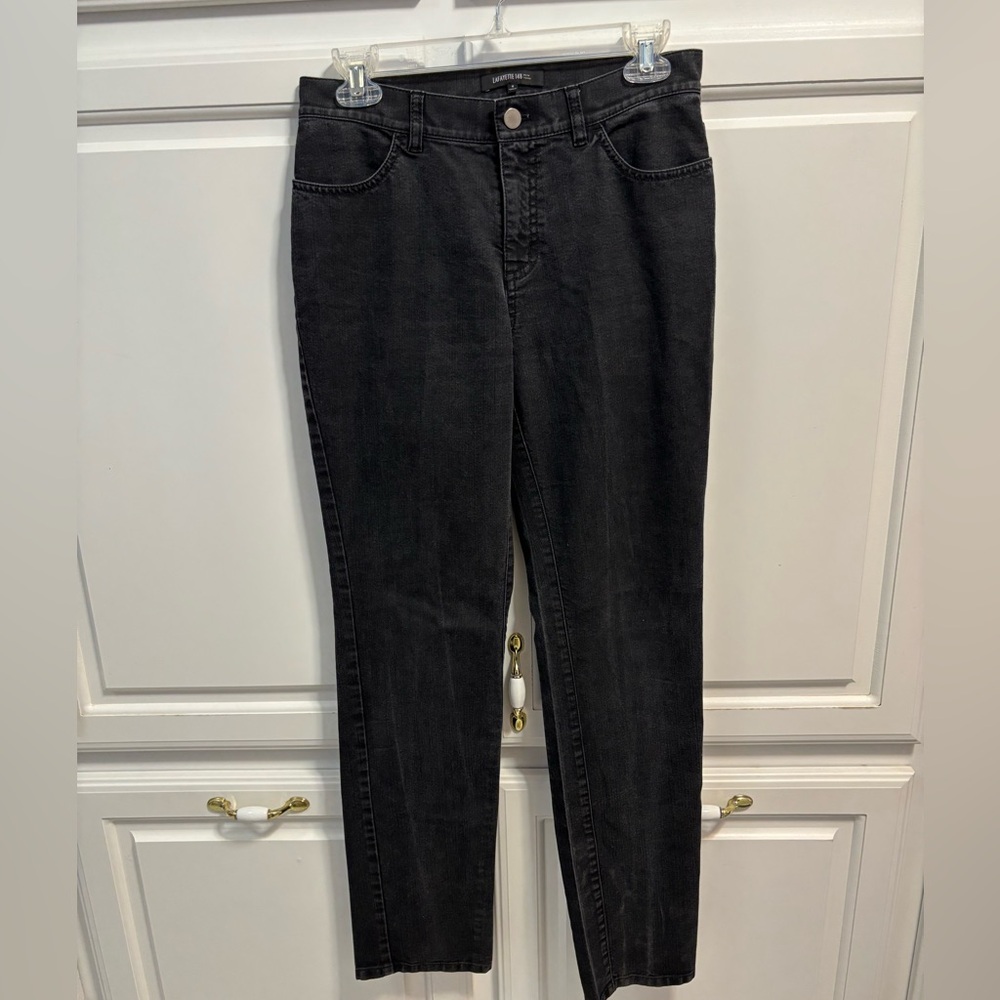 Lafayette 148 New York Mid Rise Straight Leg Jeans Washed Black Women Size 4